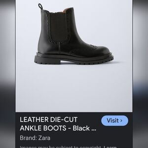 NWT Zara Big Kids Black Leather Die Cut Chelsea Boots